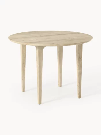 ARCHIE - okrągły stół do jadalni, drewno dębowe bielone, 110 cm