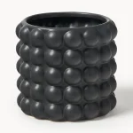 BOB osłonka na doniczkę z kamionki, czarna, W 15 cm