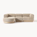 Sofa modułowa Natalie (3-osobowa), Teddy-Bouclé z mobilnym pufem (lewa/prawa)