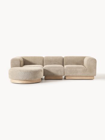 Sofa modułowa Natalie (3-osobowa), Teddy-Bouclé z mobilnym pufem (lewa/prawa)