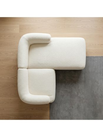 SOFIA 2 osobowa sofa z szezlongiem, TEDDY złamana biel