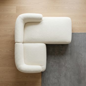 SOFIA 2 osobowa sofa z szezlongiem, TEDDY złamana biel